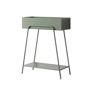 Green Rectangular 2-Tier Plant Stand Indoors Display Shelf Storage Shelving Metal